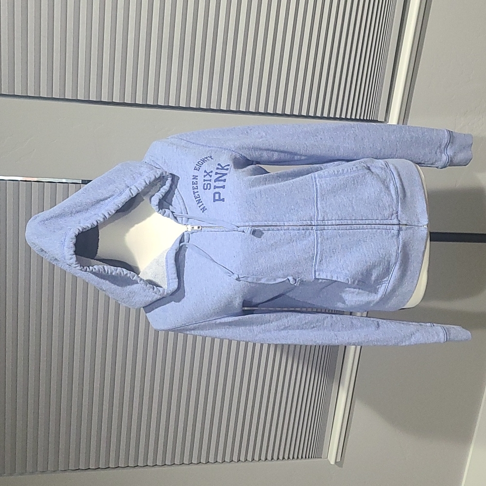 PINK Victoria's Secret zipped hoodie, light blue, size M